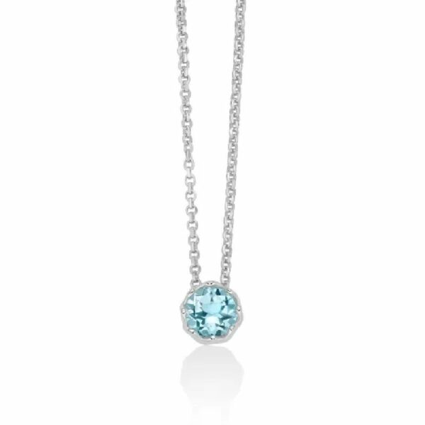 Collana in argento 925 con pendente topazio azzurro