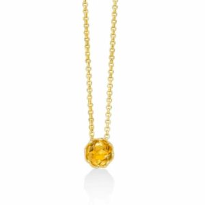 Collana in argento 925 PVD oro con pendente quarzo citrino