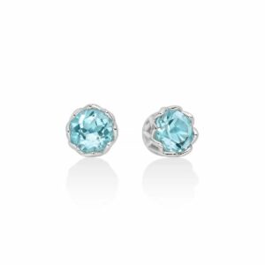 Orecchini a lobo in argento 925 con pietre topazio azzurro