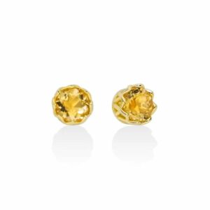Orecchini a lobo in argento 925 PVD oro con pietre quarzo citrino
