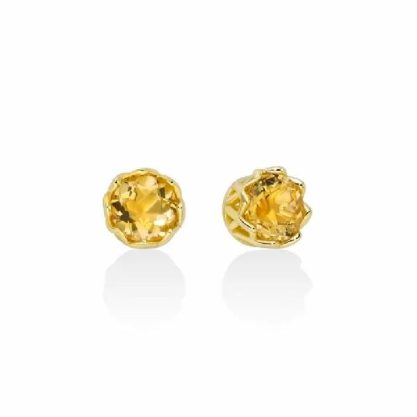Orecchini a lobo in argento 925 PVD oro con pietre quarzo citrino