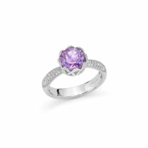 Anello in argento 925 con pietra ametista e topazi