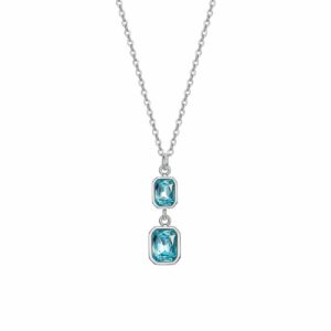 COLLANA DONNA IN ACCIAIO CON CRISTALLI ACQUA MARINA