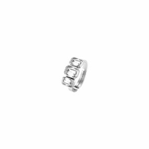 ANELLO DONNA IN ACCIAIO CON CRISTALLI ACQUA MARINA