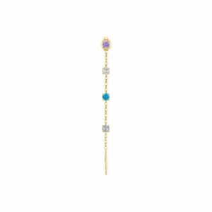 MONO ORECCHINO DONNA IN ACCIAIO IP GOLD CON CRISTALLI MULTICOLOR