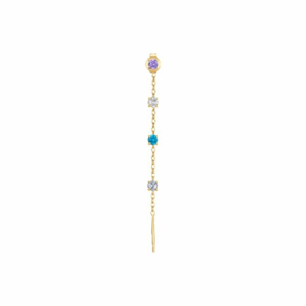 MONO ORECCHINO DONNA IN ACCIAIO IP GOLD CON CRISTALLI MULTICOLOR