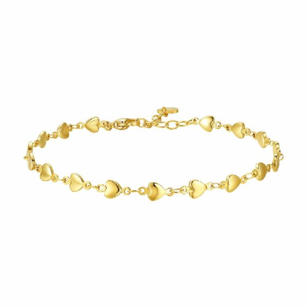 CAVIGLIERA DONNA IN ACCIAIO IP GOLD CON CUORI