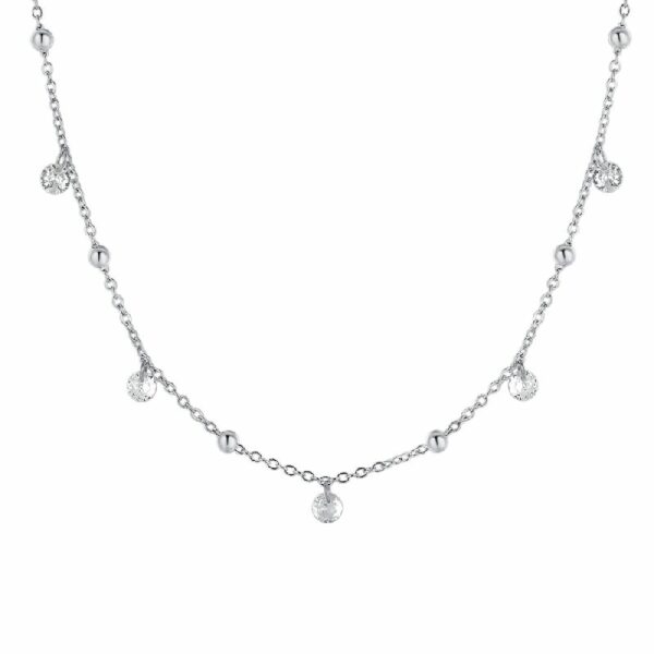 COLLANA DONNA IN ACCIAIO CON ZIRCONI BIANCHI