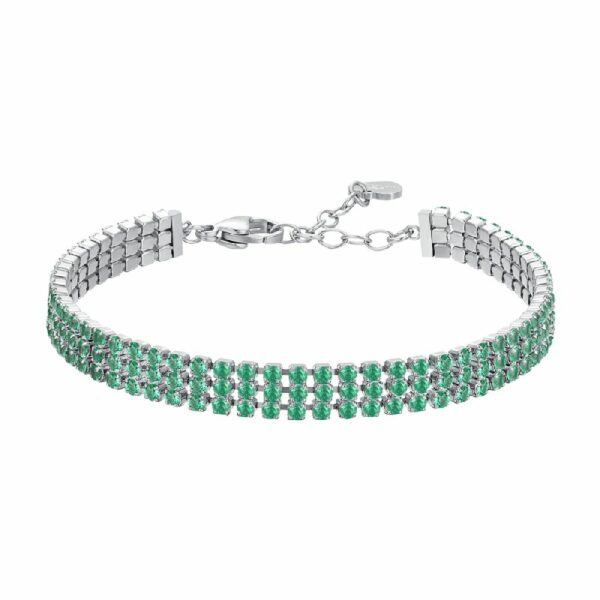BRACCIALE TENNIS DONNA IN ACCIAIO CON ZIRCONI VERDI