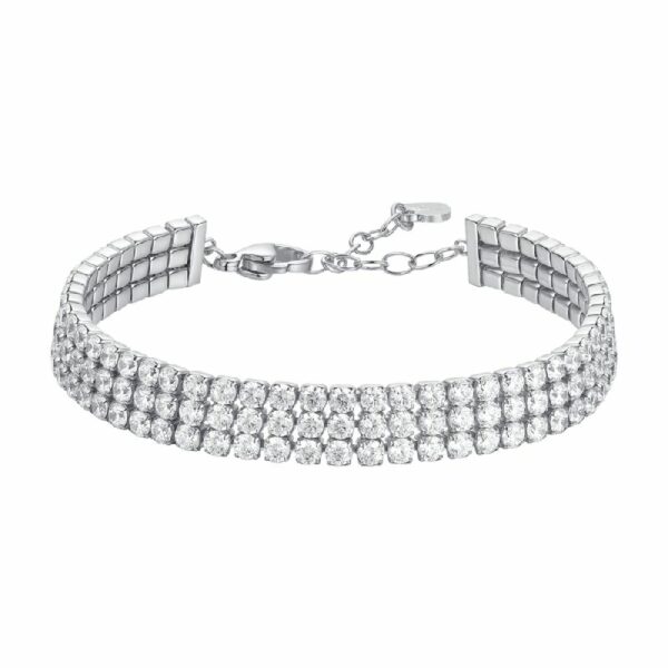 BRACCIALE TENNIS DONNA IN ACCIAIO CON ZIRCONI BIANCHI
