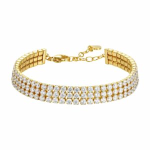 BRACCIALE TENNIS DONNA IN ACCIAIO IP GOLD CON ZIRCONI BIANCHI