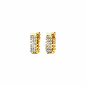 ORECCHINI TENNIS DONNA IN ACCIAIO IP GOLD CON ZIRCONI BIANCHI