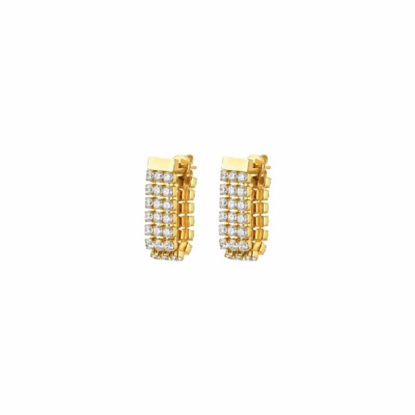 ORECCHINI TENNIS DONNA IN ACCIAIO IP GOLD CON ZIRCONI BIANCHI
