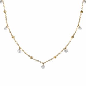 COLLANA DONNA IN ACCIAIO IP GOLD CON ZIRCONI BIANCHI
