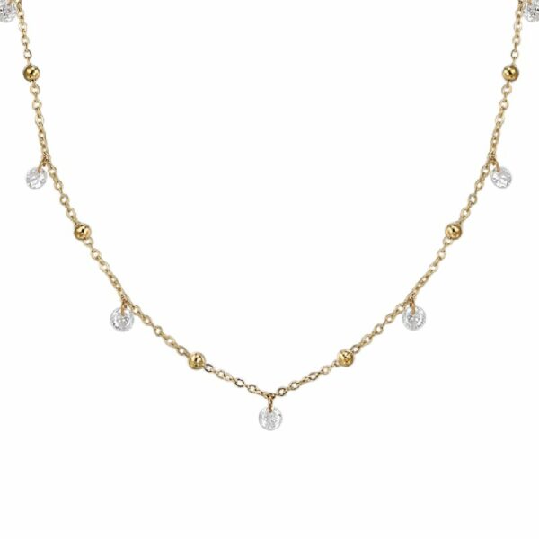 COLLANA DONNA IN ACCIAIO IP GOLD CON ZIRCONI BIANCHI