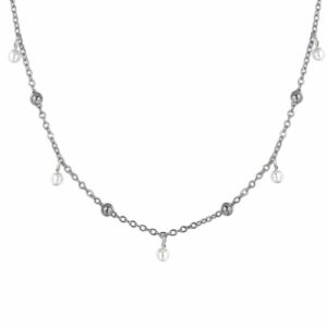 COLLANA DONNA IN ACCIAIO CON PERLE BIANCHE