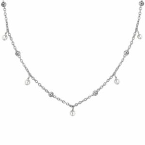 COLLANA DONNA IN ACCIAIO CON PERLE BIANCHE