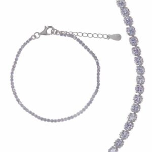Bracciale Tennis in Argento 925 Rodiato con Zirconi Bianchi
