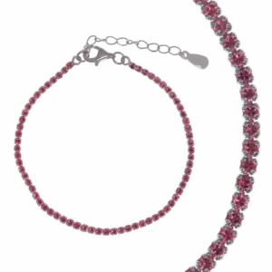 Bracciale Tennis in Argento 925 Rodiato con Zirconi rosa