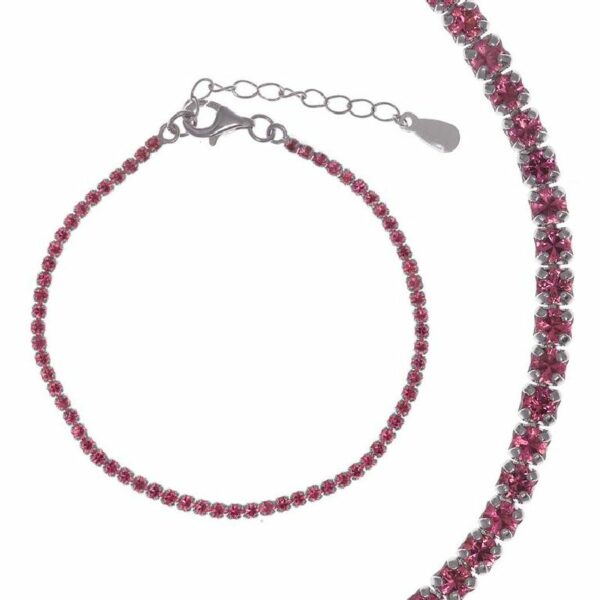 Bracciale Tennis in Argento 925 Rodiato con Zirconi rosa