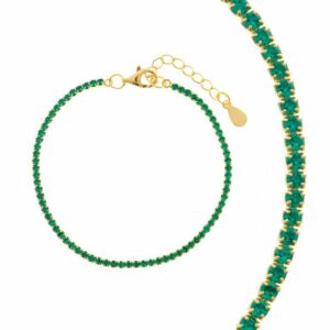 Bracciale Tennis Blink in Argento 925 Placcato Oro con Zirconi Verdi