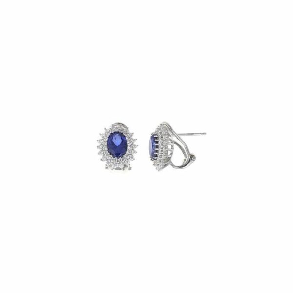 Orecchini Crown in Argento 925 con Zirconia Blu