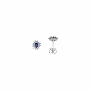 Orecchini in argento rodiato e zirconi blu zaffiro