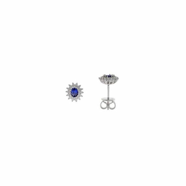 Orecchini in argento rodiato e zirconi blu zaffiro