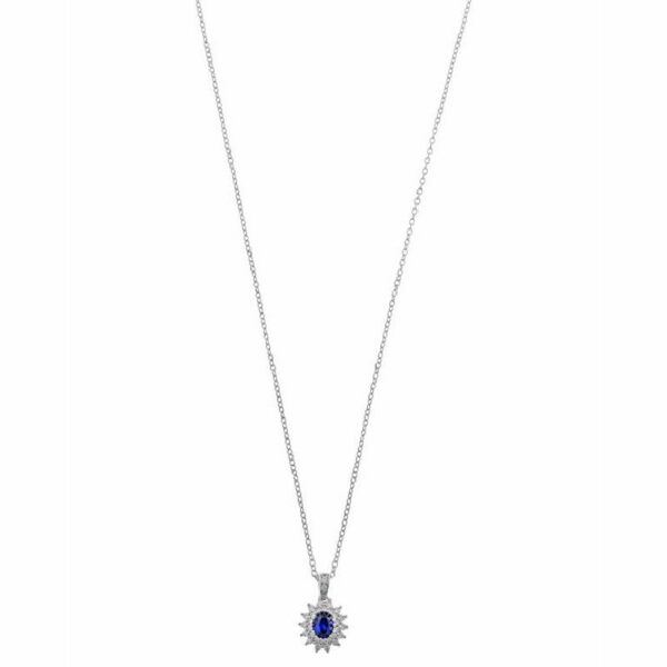Girocollo in argento rodiato con zirconi bianchi e blu zaffiro