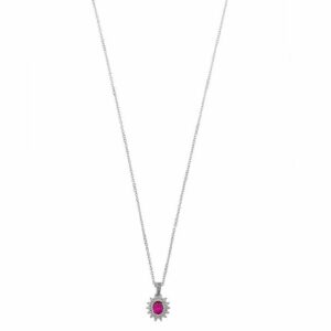 Choker in argento rodiato con zirconi bianchi e rubino