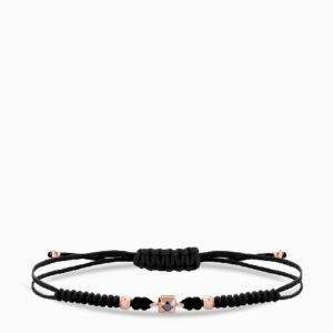 bracciale laccio con punte luce di diamantino nero in oro rosa