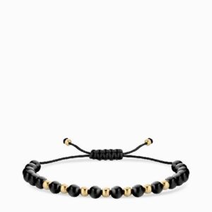 bracciale laccio con ceramica nera in oro giallo