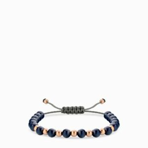 bracciale laccio con ceramica blu scuro in oro rosa