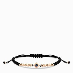 bracciale laccio in oro rosa con punto luce zaffiro centrale
