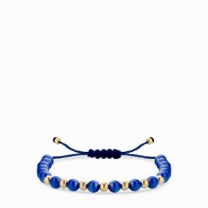 bracciale laccio con ceramica blu in oro giallo