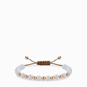 bracciale laccio con ceramica bianca in oro rosa
