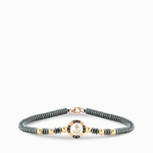 bracciale con ancora in cerchio di diamanti neri