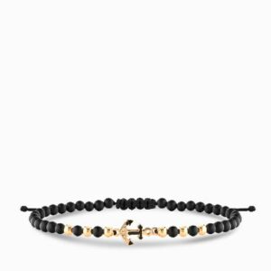 bracciale con ancora e smalto nero
