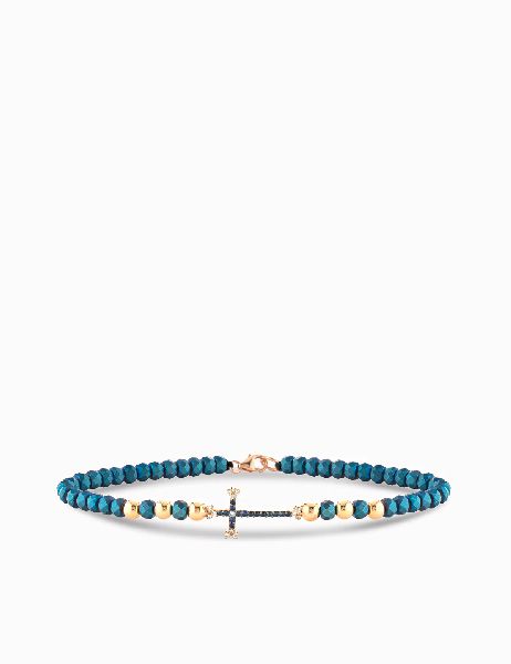 bracciale con croce in diamanti e zaffiri