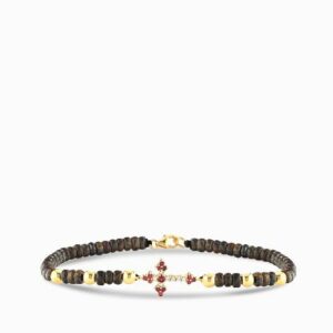 bracciale con croce in diamanti e rubini