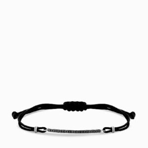 bracciale con laccio nero in oro bianco e bacchetta centrale di diamanti neri