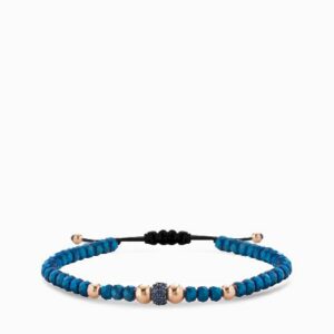 bracciale in oro rosa con rondella di zaffiri ed ematite blu
