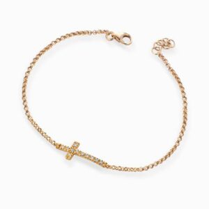 bracciale in oro giallo con croce di diamanti