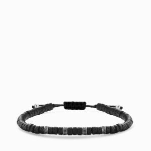 bracciale in oro bianco con diamanti neri ed ematite nera