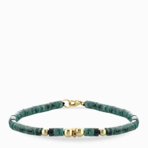 bracciale laccio con ematite in oro giallo e centrale di diamante nero