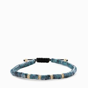 bracciale in oro giallo con diamanti ed ematite verde