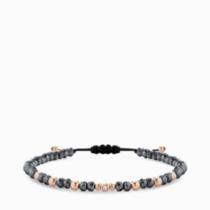 bracciale in oro rosa con diamantino ed ematite girigia