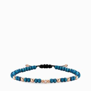 bracciale in oro rosa con diamantino ed ematite blu