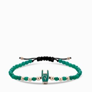 bracciale ematite con lucky smaltato e diamanti