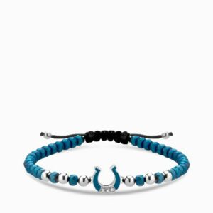 bracciale ematite con ferro di cavallo smaltato e diamanti